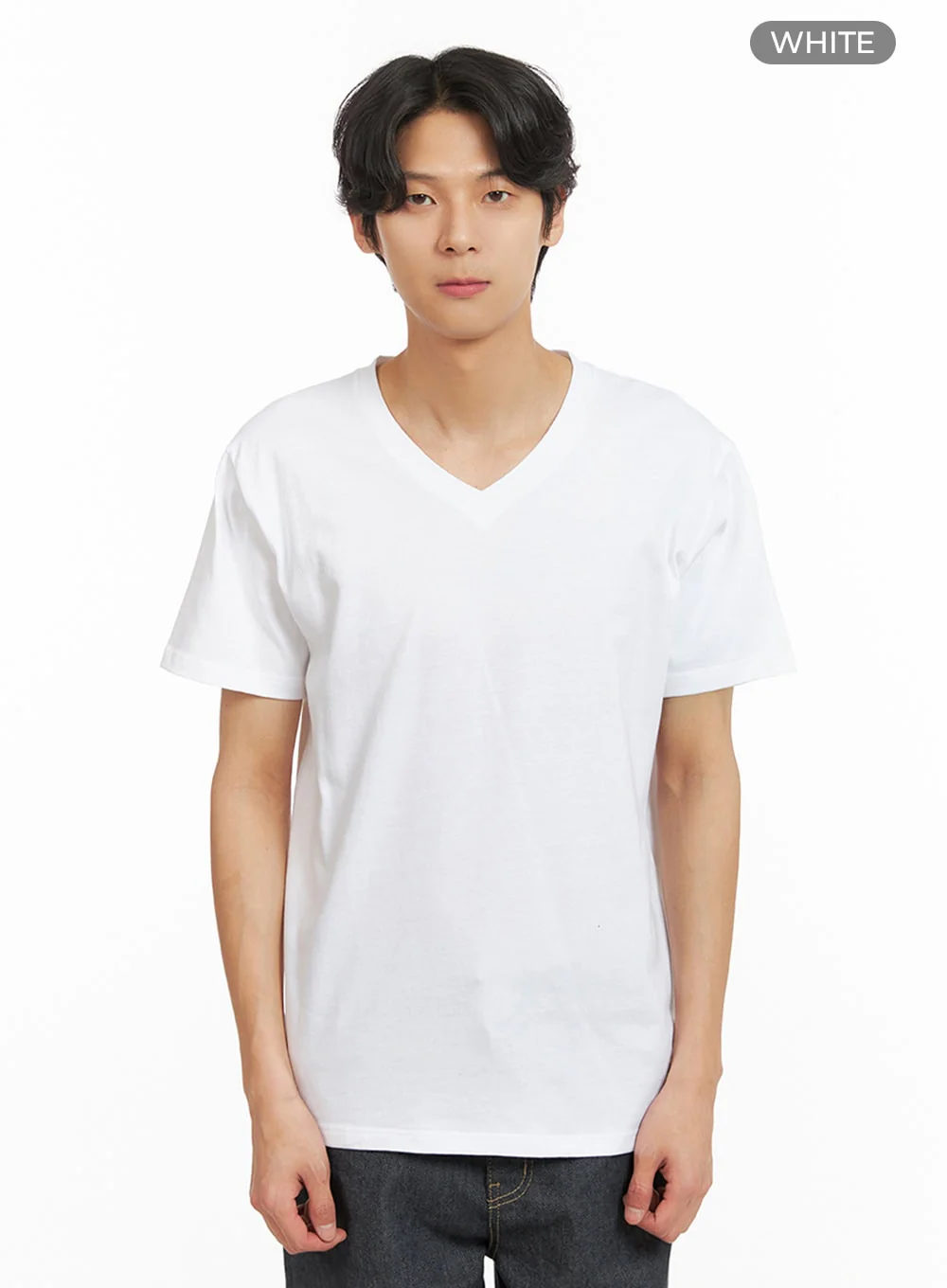 Men's Basic V-Neck T-Shirt (White) IY424 - Image 8