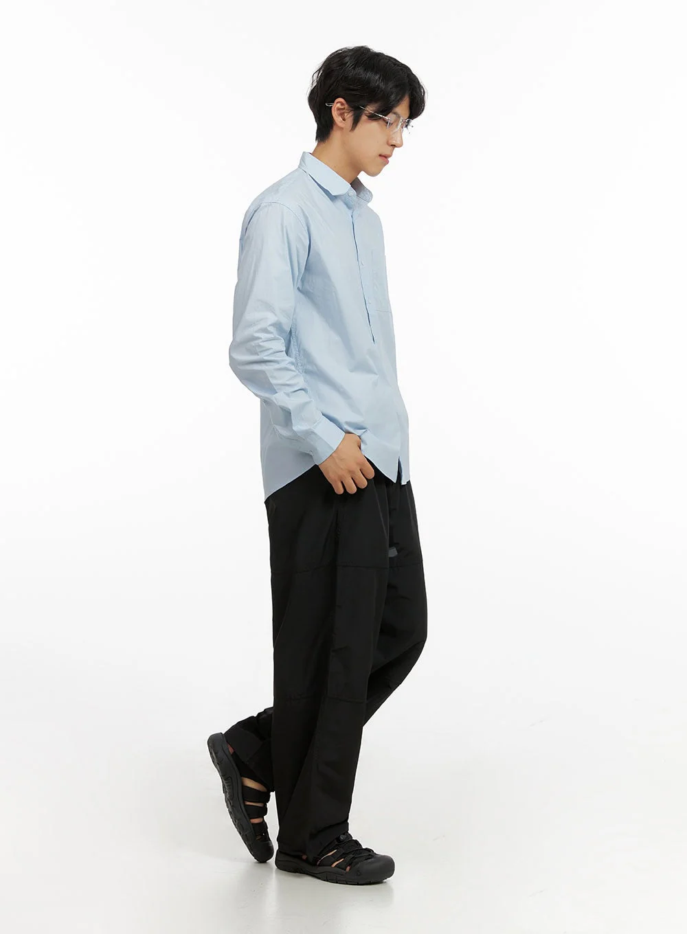 Men's Belted Wide Leg Trousers IG409 - Image 3