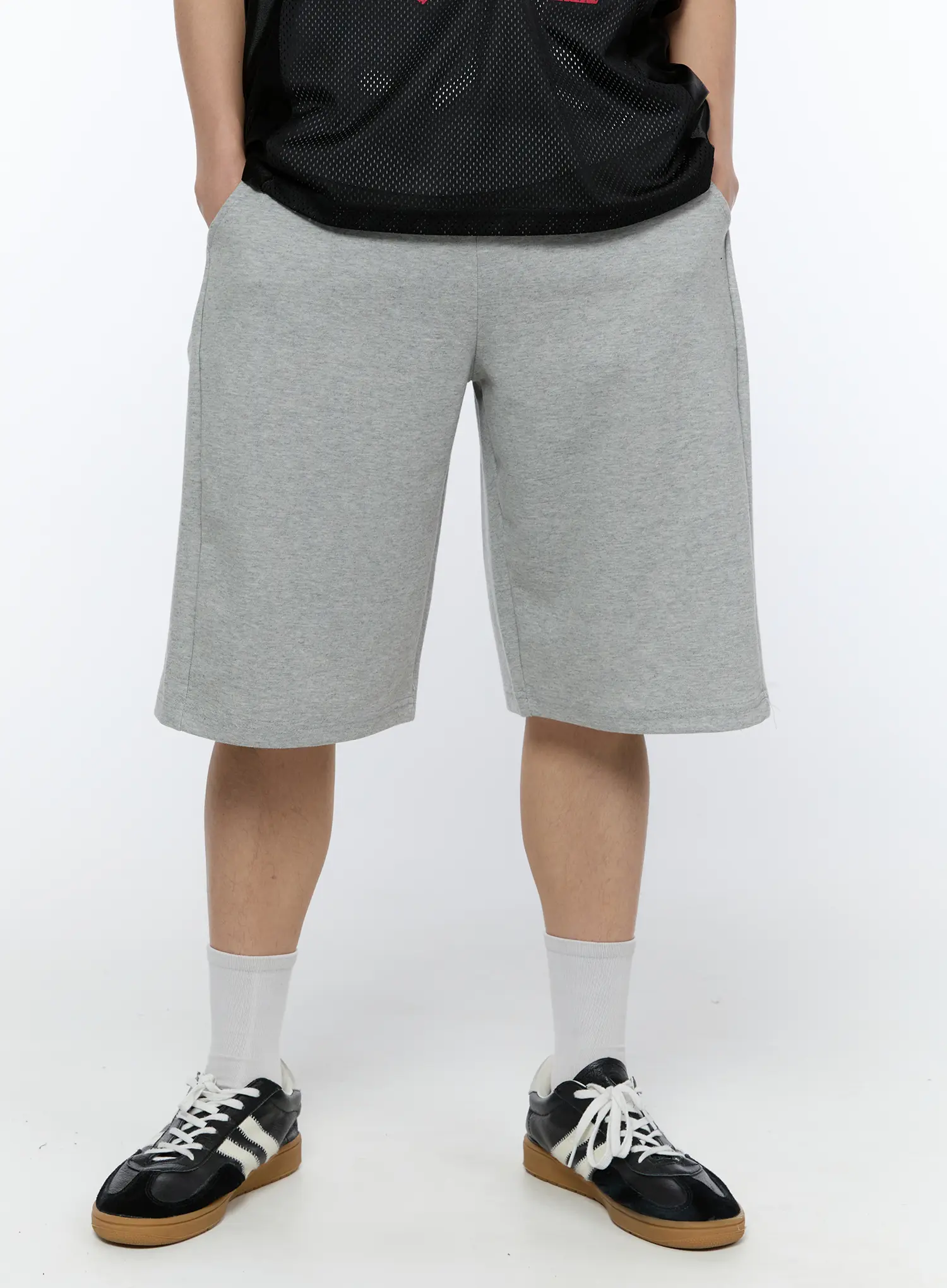 Men's Black Stripe Track Shorts (Gray) IA517 - Image 2