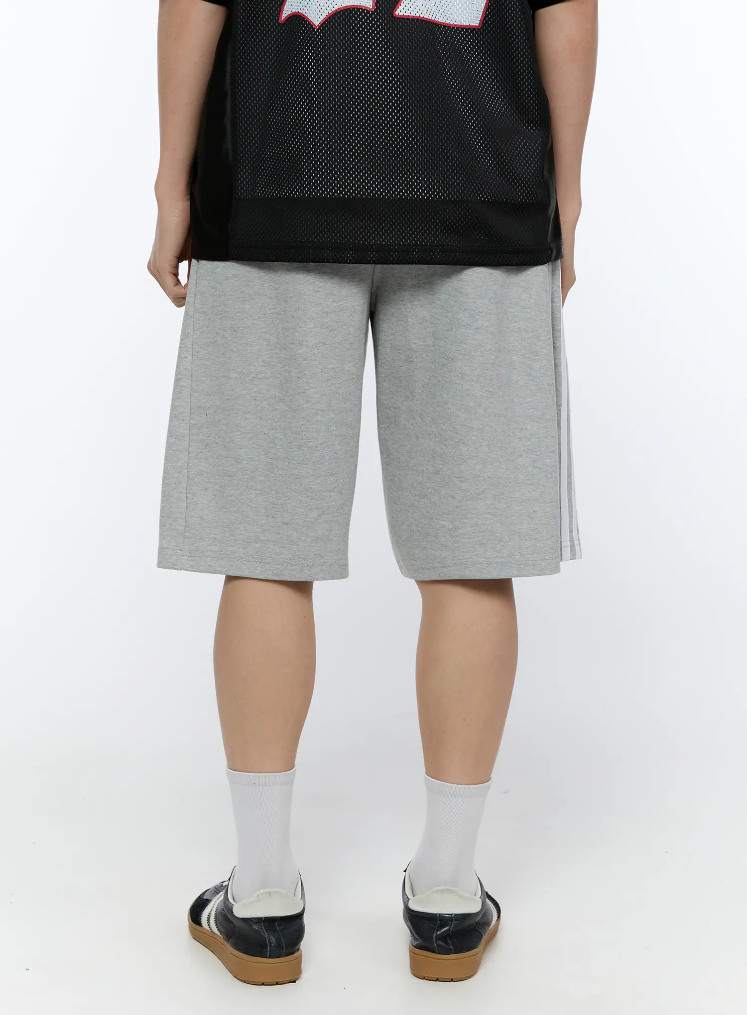 Men's Black Stripe Track Shorts (Gray) IA517 - Image 6