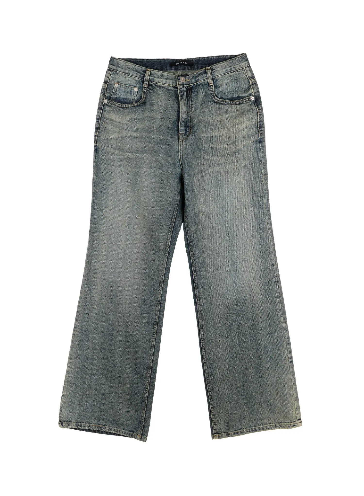 Men's Blue Washed Semi-Flared Jeans IJ521 - Image 13
