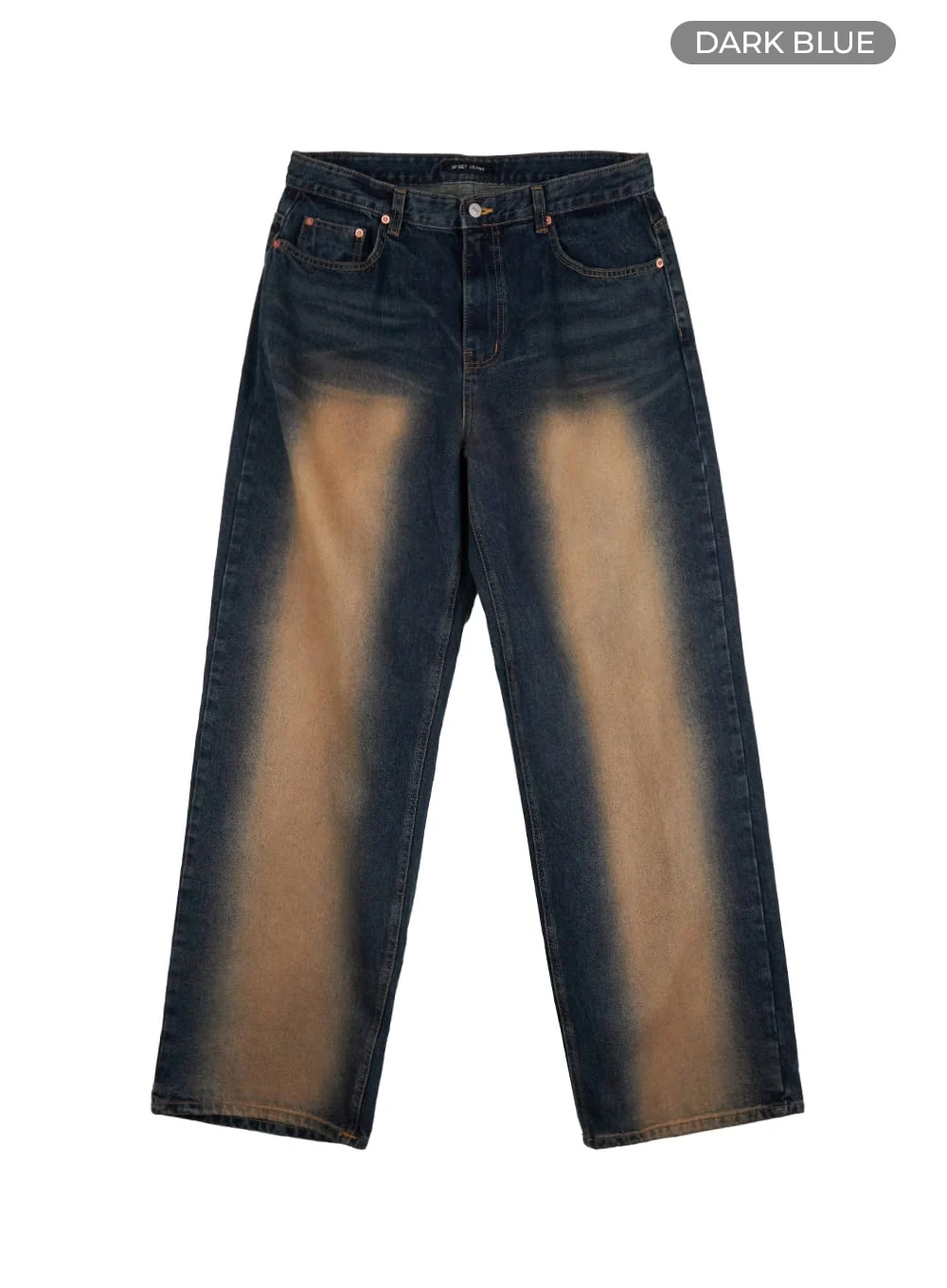 Men's Brown Washed Wide Denim Jeans IO402 - Image 7