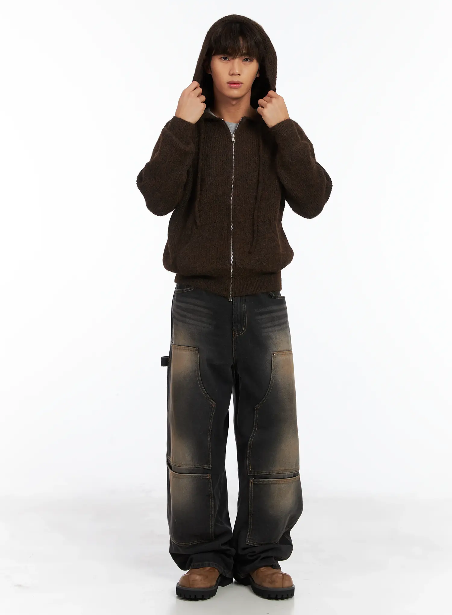 Men's Brushed Wool Knit Zip-Up Hoodie ID511 - Image 8