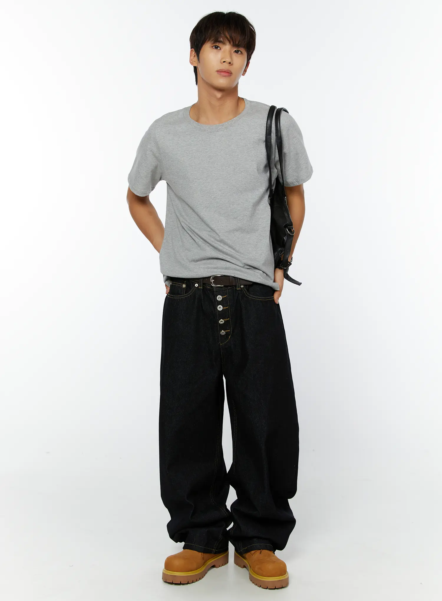 Men's Buttoned Baggy Jeans IY508 - Image 3