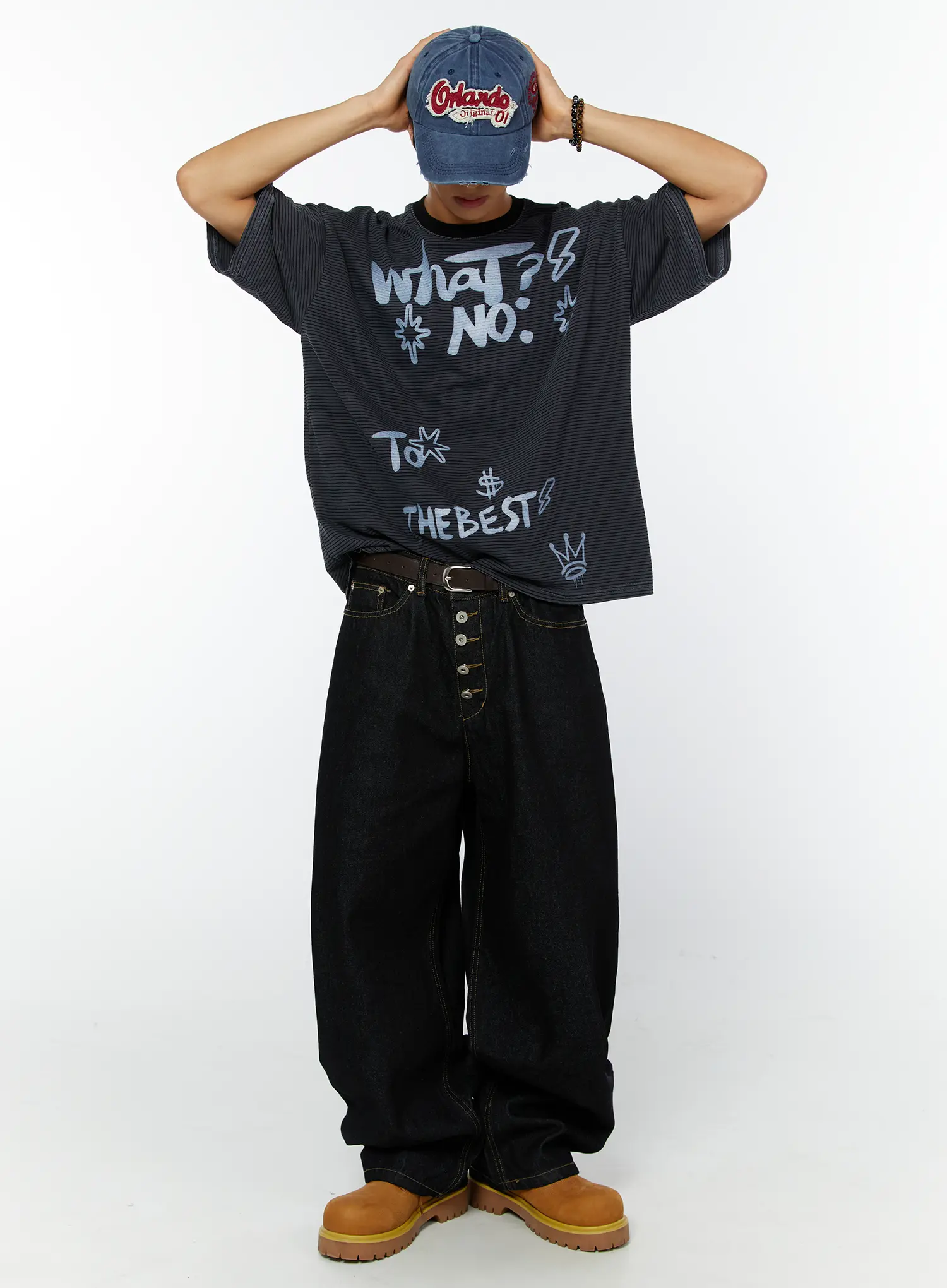 Men's Buttoned Baggy Jeans IY508 - Image 6
