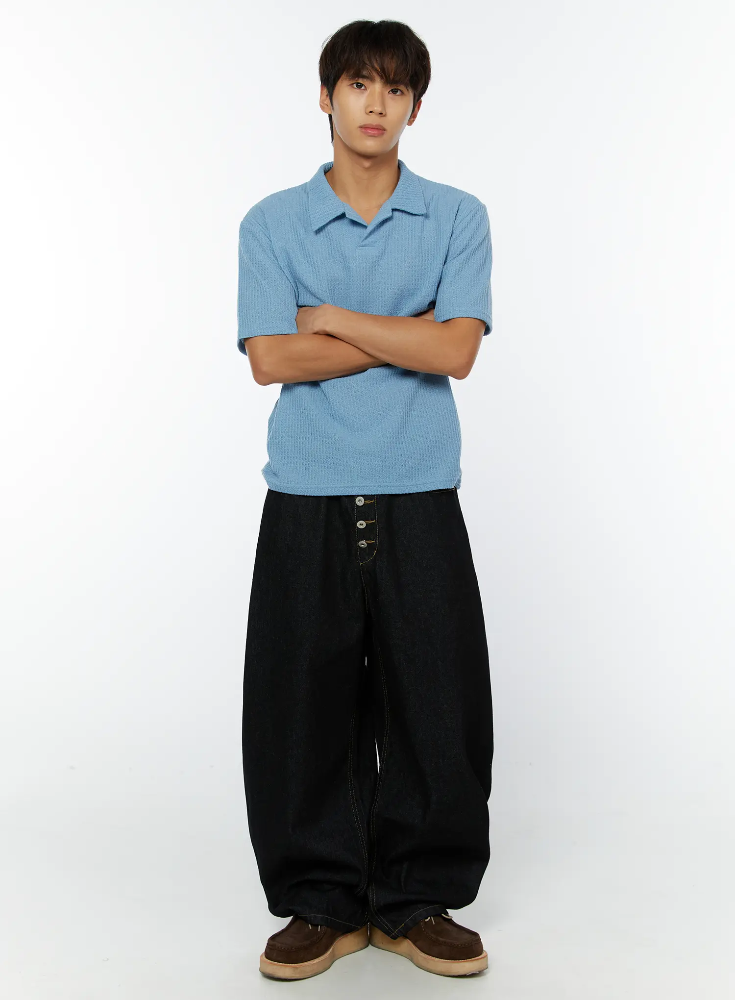 Men's Buttoned Baggy Jeans IY508 - Image 7