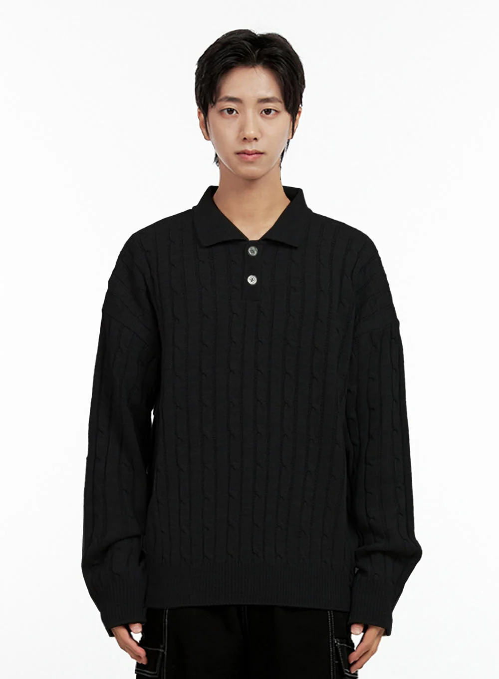 Men's Cable Knit Buttoned Sweater IN411 - Image 11