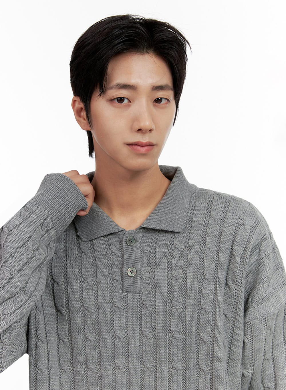 Men's Cable Knit Buttoned Sweater IN411 - Image 3