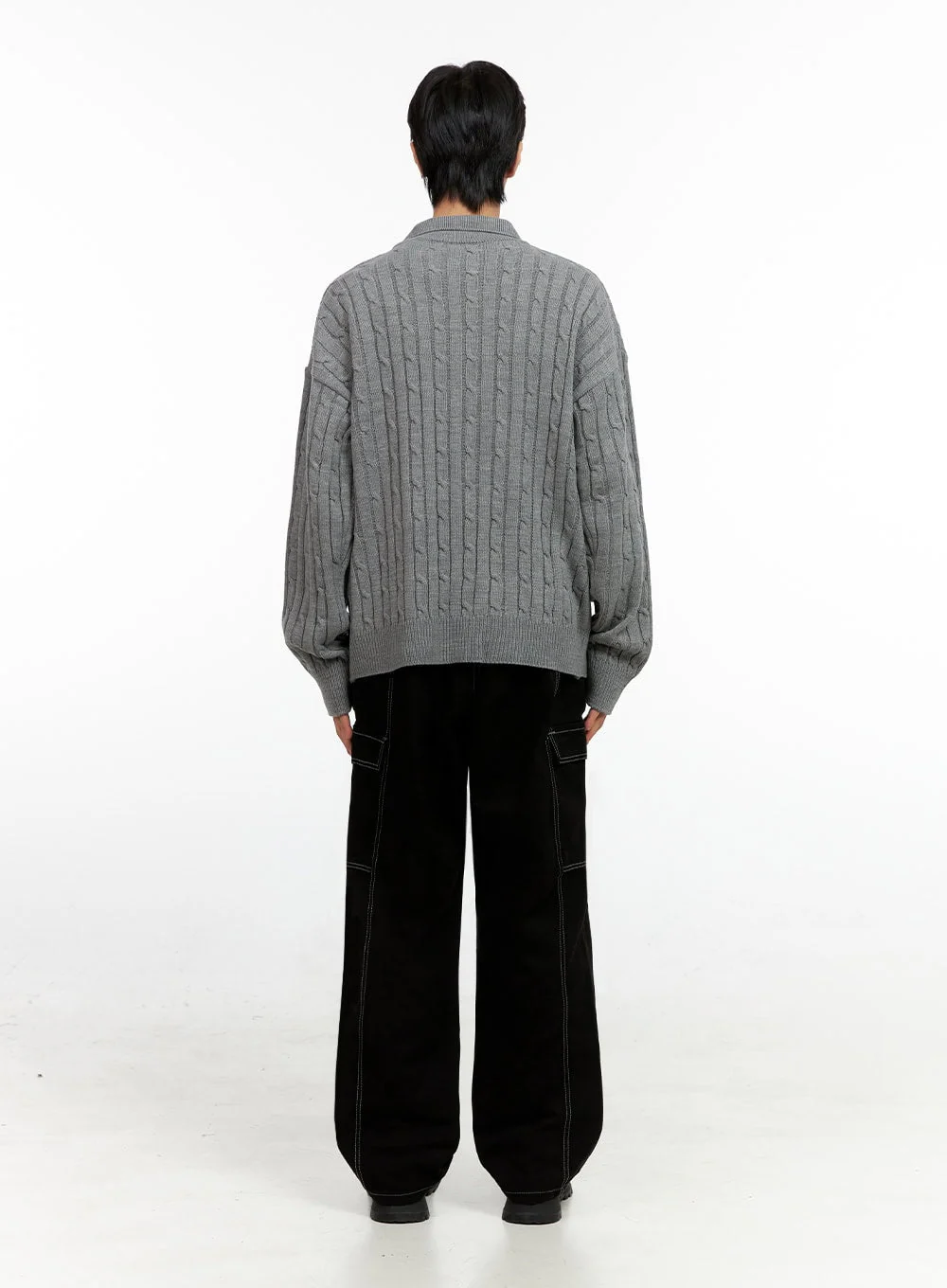 Men's Cable Knit Buttoned Sweater IN411 - Image 8