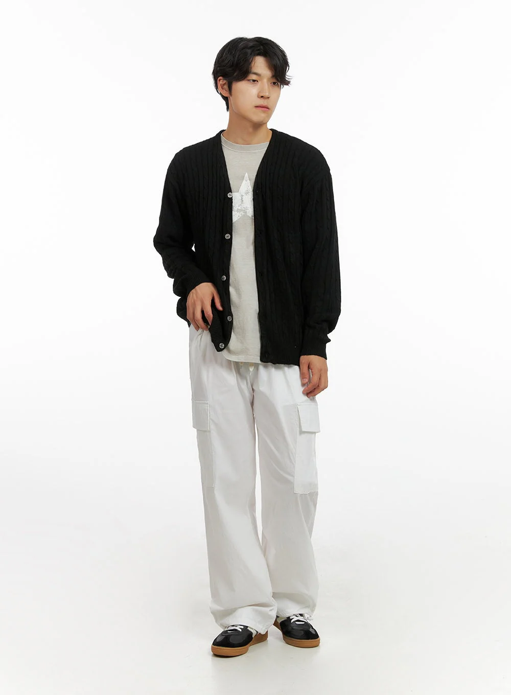 Men's Cable Knit Cardigan IG409 - Image 2