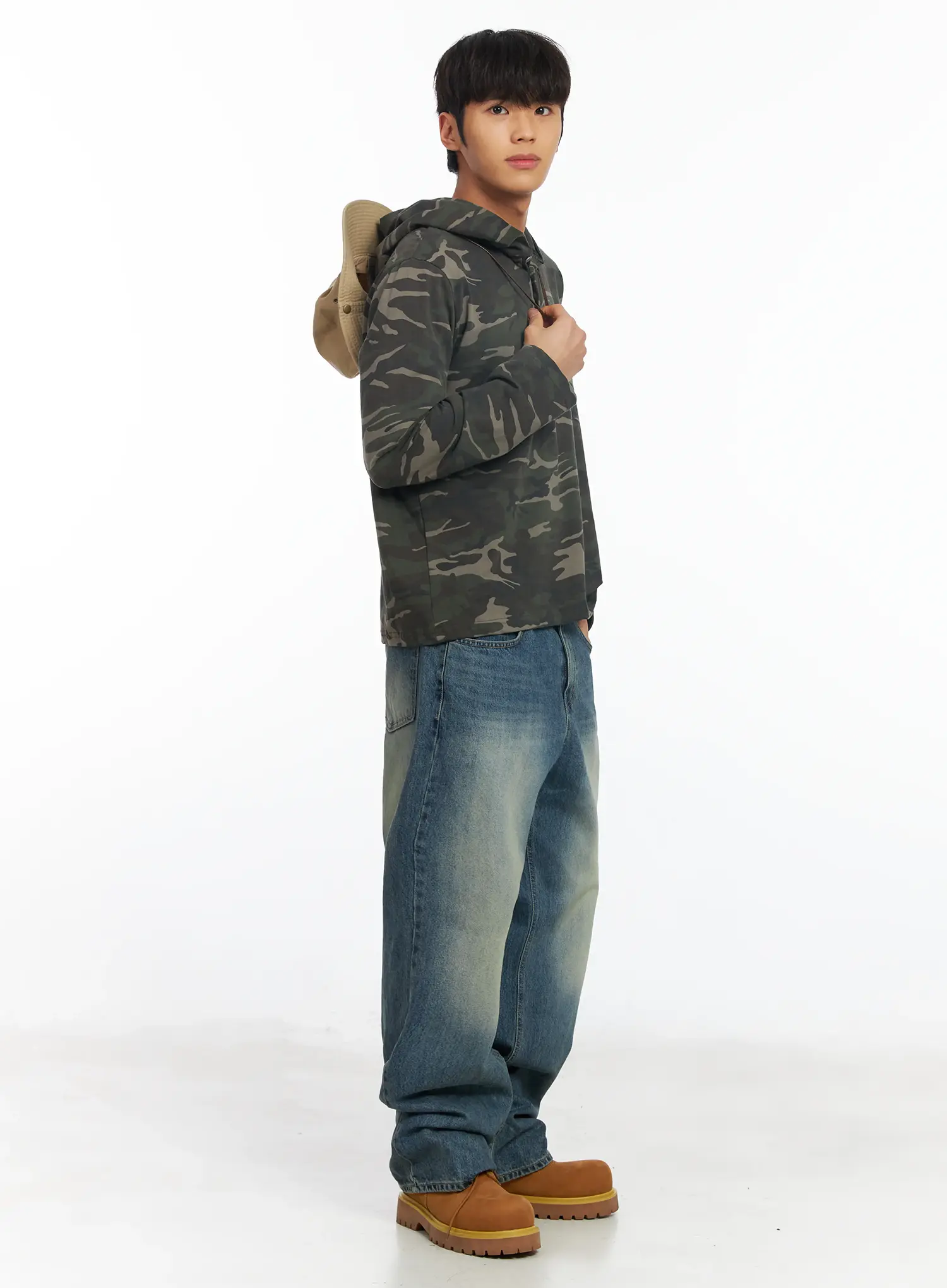 Men's Camo Henley Hoodie IF504 - Image 9