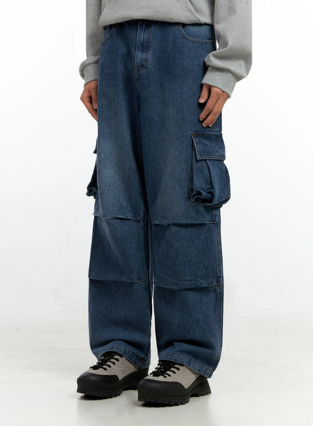 Men's Cargo Pocket Wide Leg Jeans IN401 - Image 5