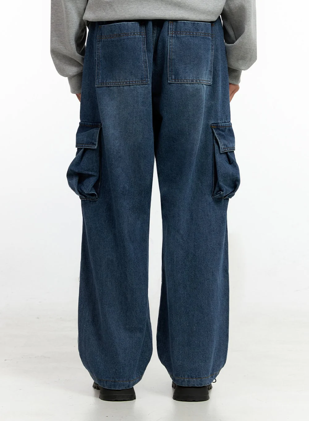 Men's Cargo Pocket Wide Leg Jeans IN401 - Image 6