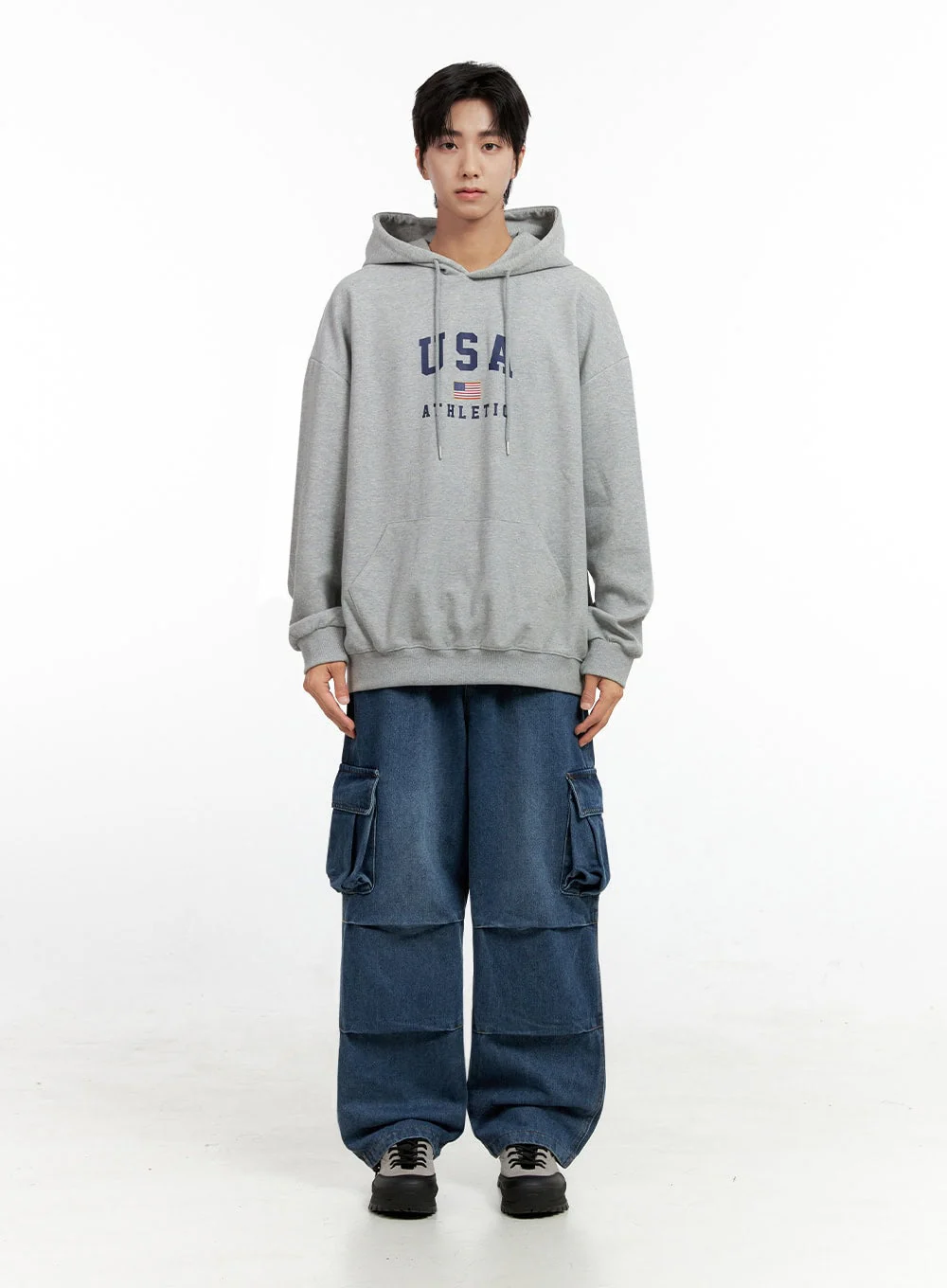Men's Cargo Pocket Wide Leg Jeans IN401 - Image 7