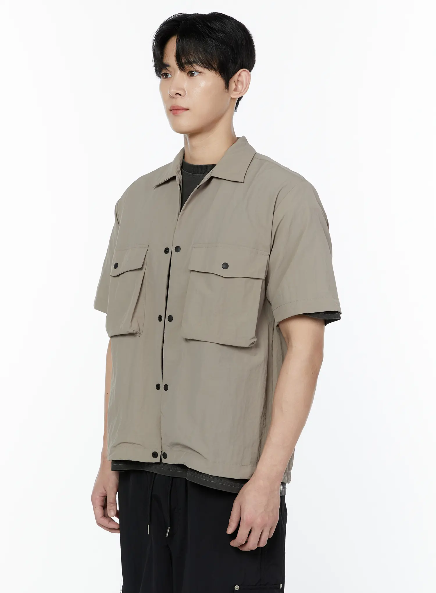 Men's Casual Snap Button Short Sleeve Shirt IA527 - Image 4