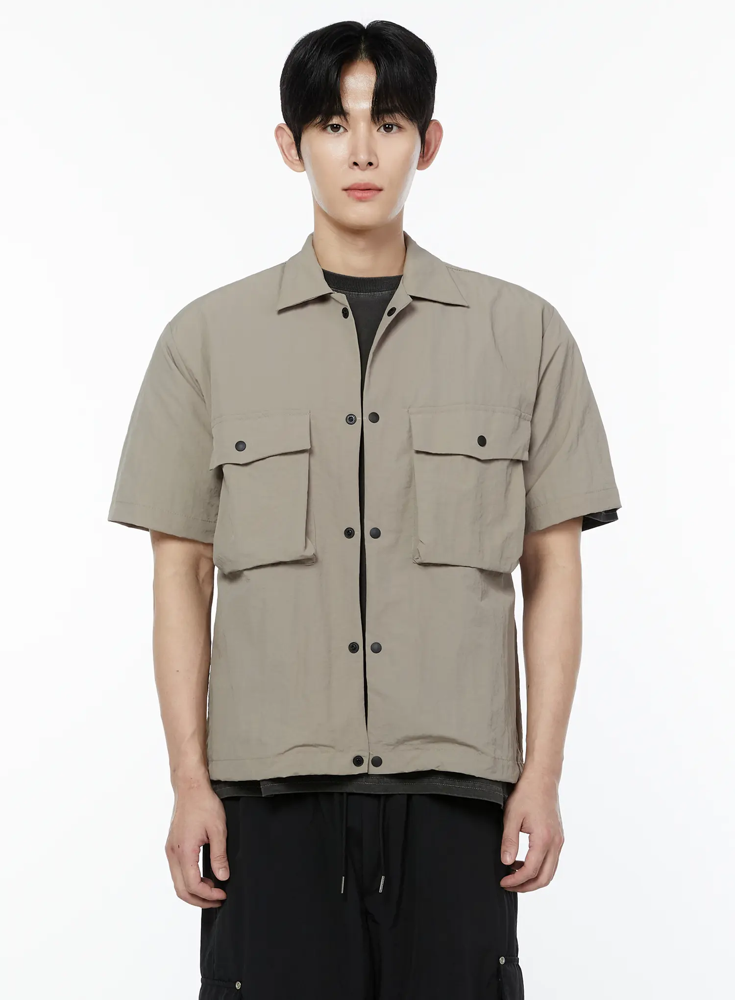 Men's Casual Snap Button Short Sleeve Shirt IA527 - Image 7