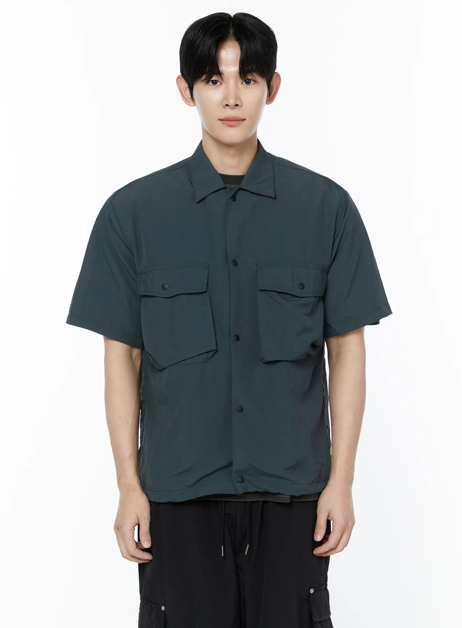 Men's Casual Snap Button Short Sleeve Shirt IA527 - Image 8