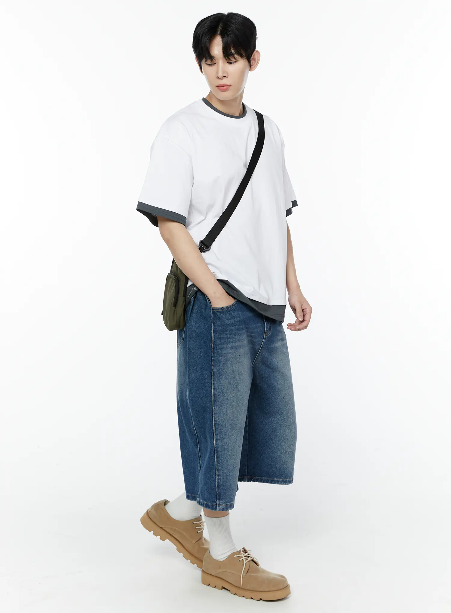 Men's Casual Wide-Leg Bermuda Jeans IA527 - Image 10