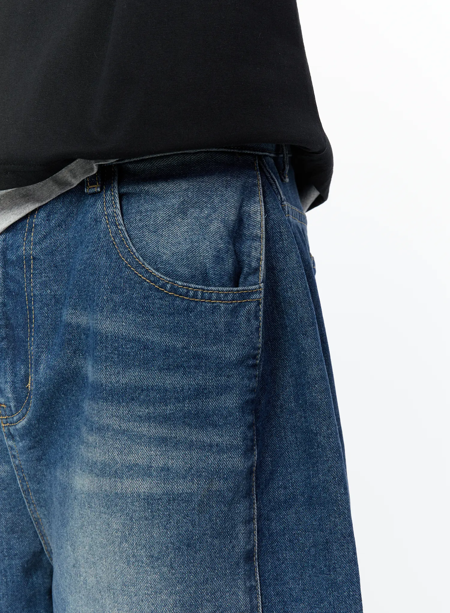 Men's Casual Wide-Leg Bermuda Jeans IA527 - Image 7