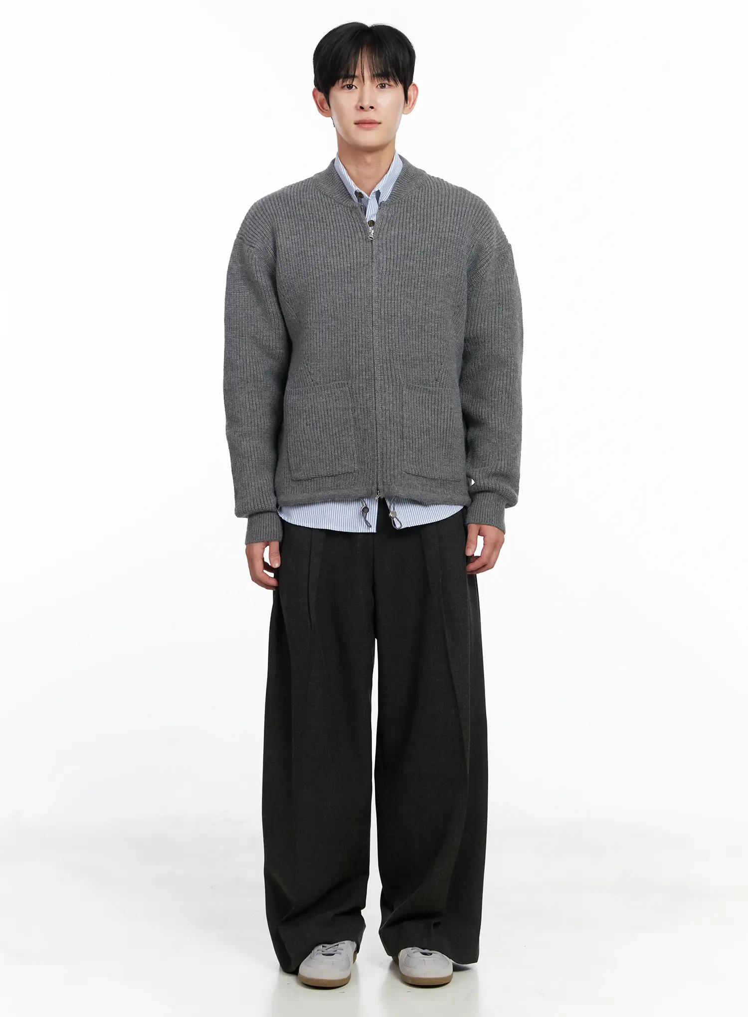 Men's Casual Zip-Up Knit Cardigan IJ521 - Image 3