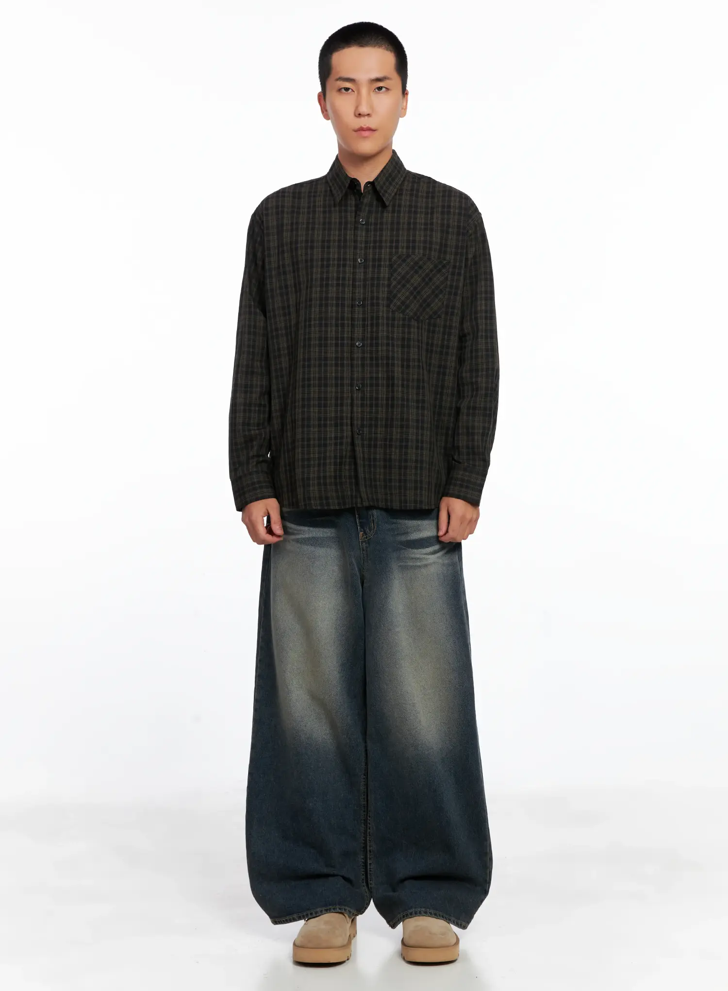 Men's Checkered Button Up Shirt IS510 - Image 3