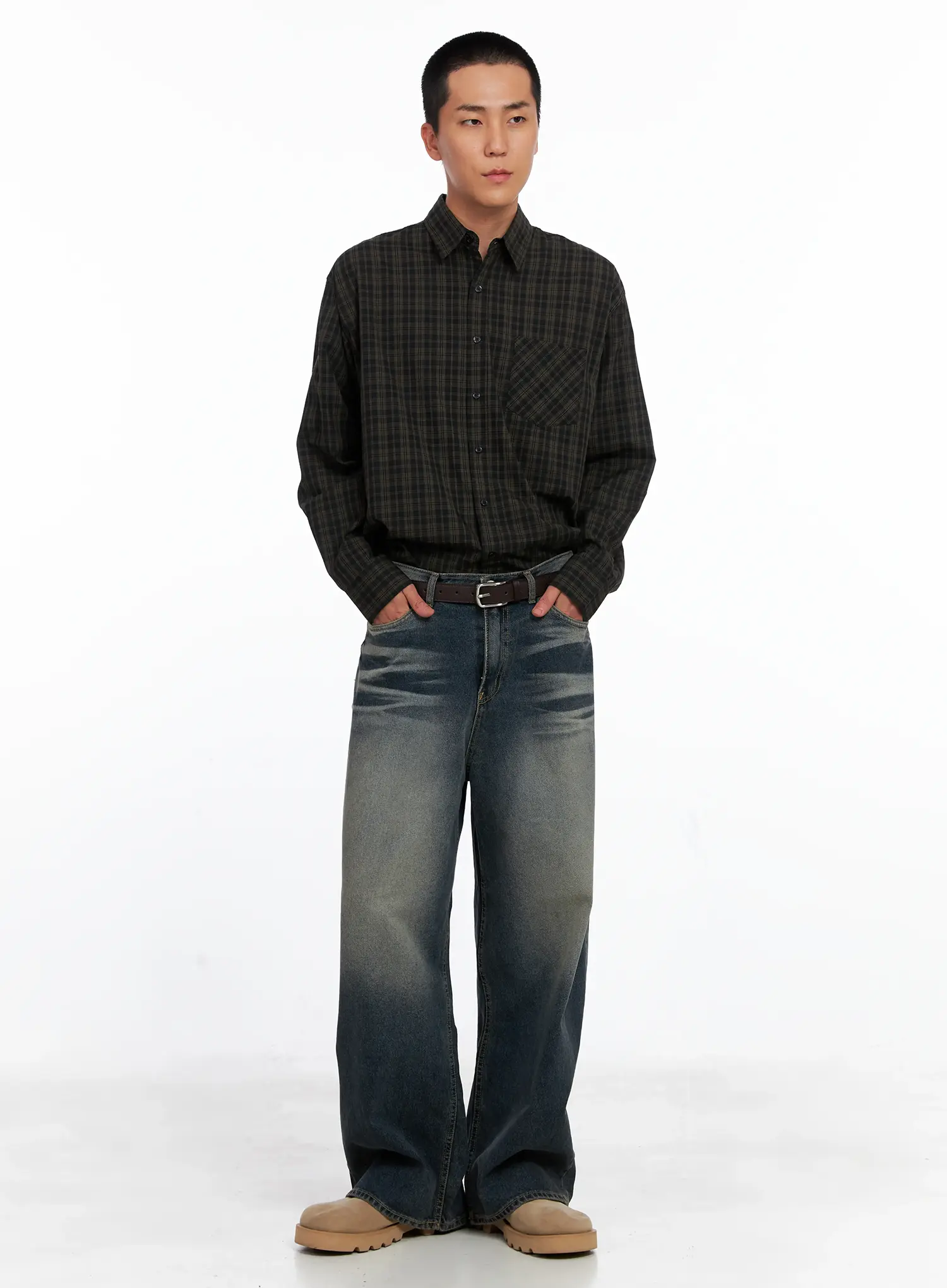 Men's Checkered Button Up Shirt IS510 - Image 7