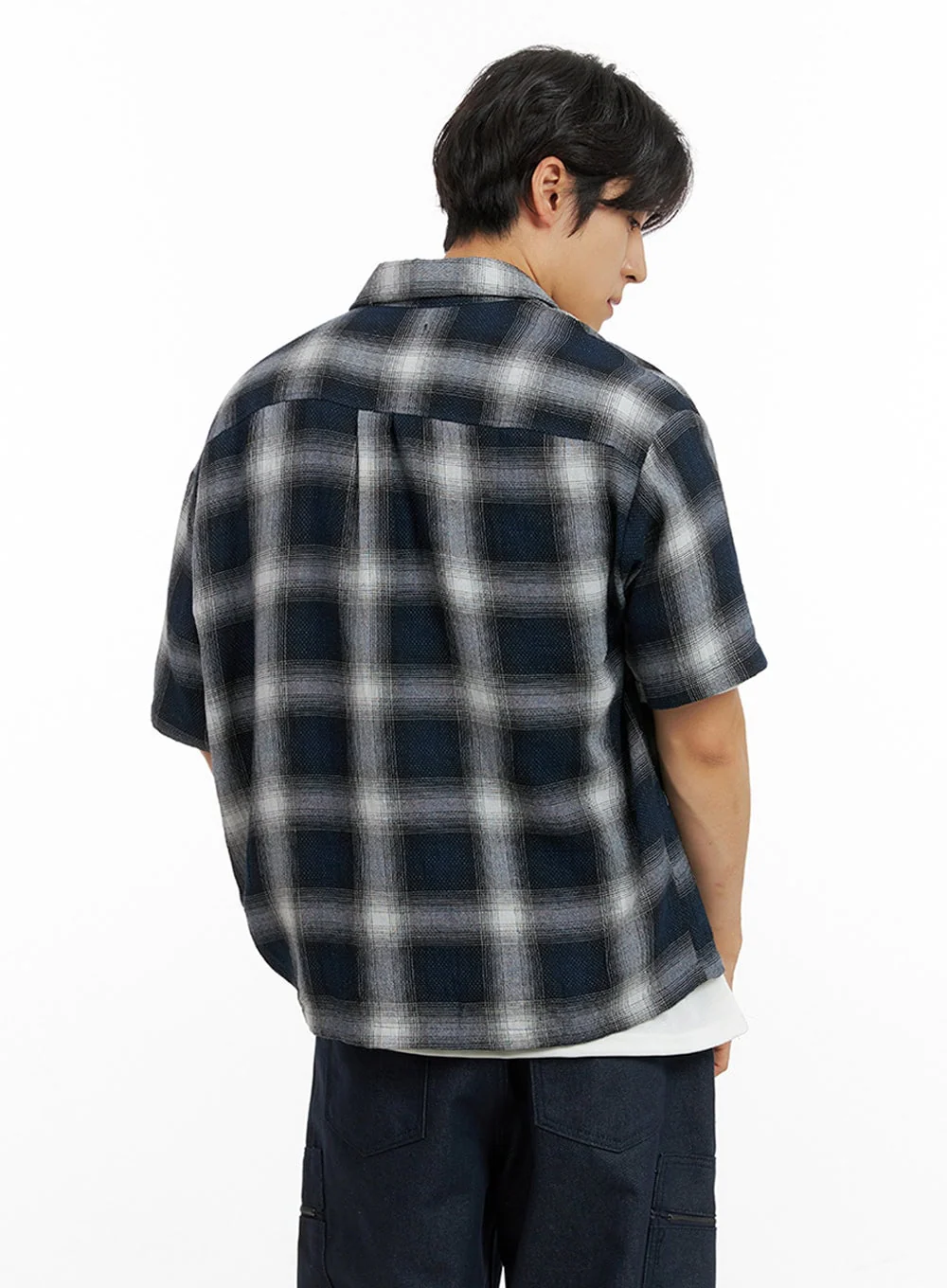 Men's Checkered Collar Shirt IG409 - Image 5
