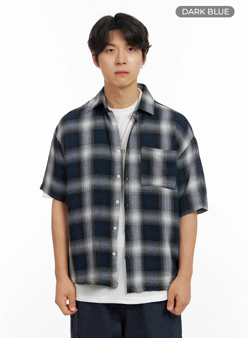 Men's Checkered Collar Shirt IG409 - Image 8