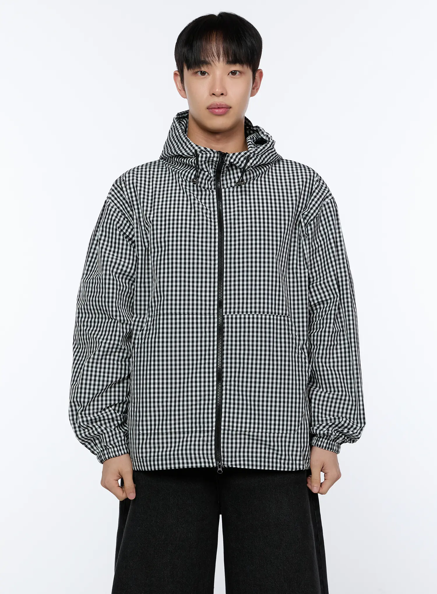 Men's Checkered Hooded Jacket IA520 - Image 8
