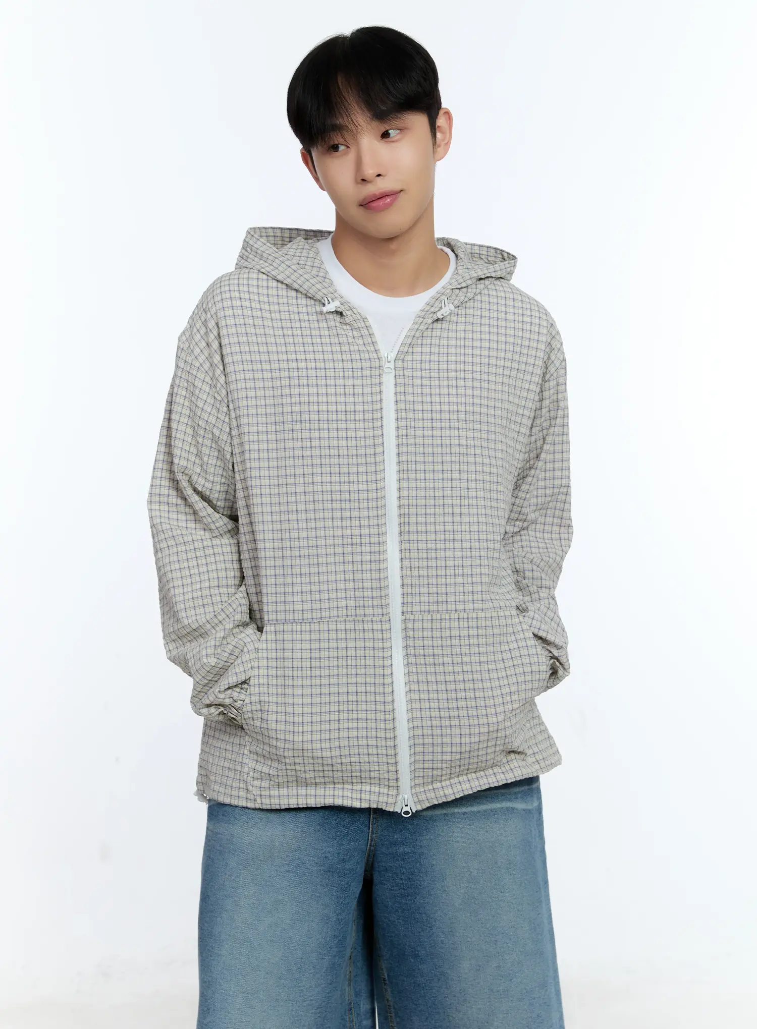 Men's Checkered Windbreaker Jacket IG515 - Image 7