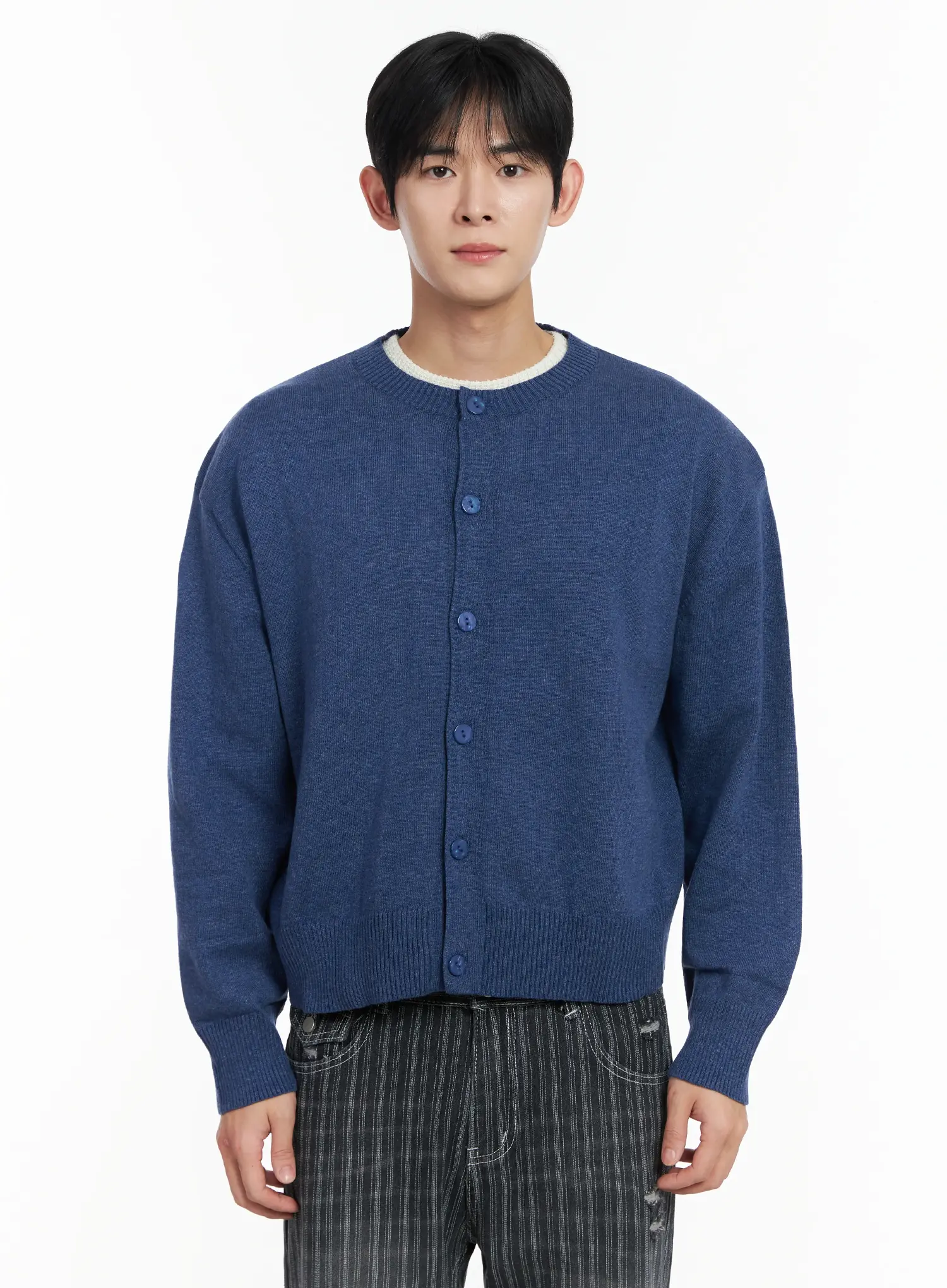 Men's Classic Button-Up Wool Cardigan IF516 - Image 13