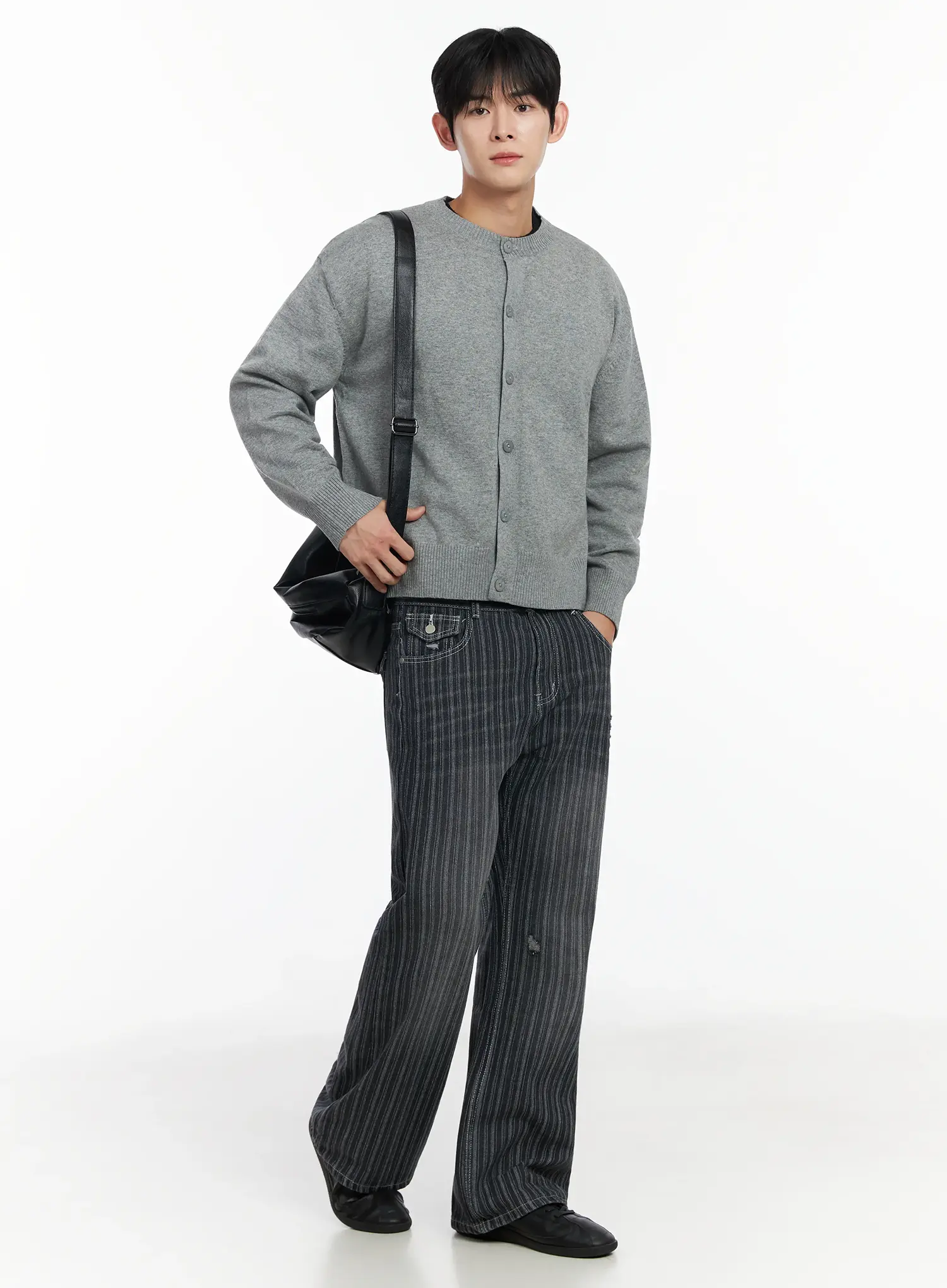 Men's Classic Button-Up Wool Cardigan IF516 - Image 2