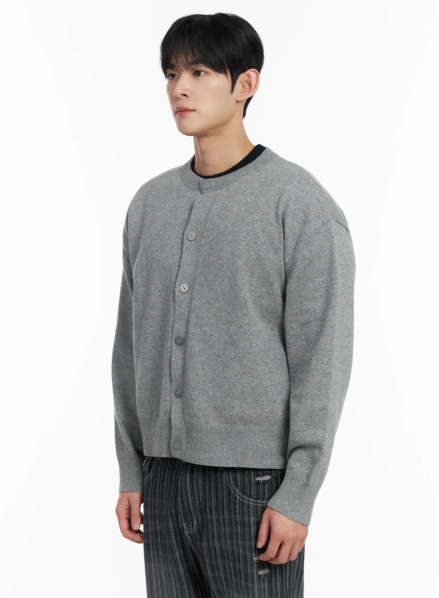 Men's Classic Button-Up Wool Cardigan IF516 - Image 5