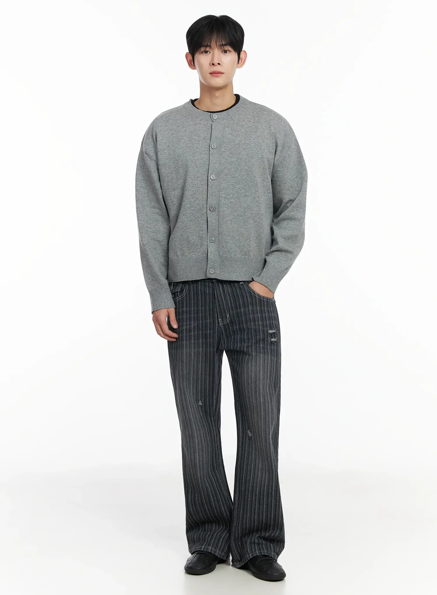 Men's Classic Button-Up Wool Cardigan IF516 - Image 8