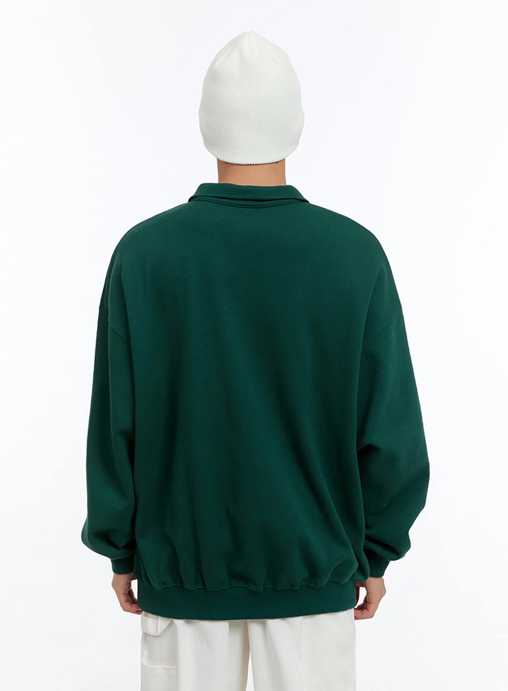Men's Classic Cotton Half-Zip Graphic Hoodie (Green) IS413 - Image 5