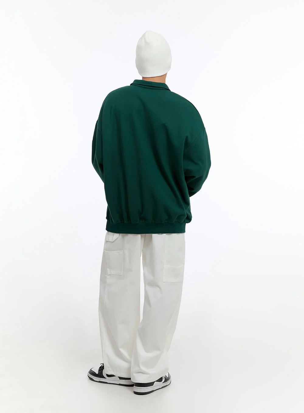 Men's Classic Cotton Half-Zip Graphic Hoodie (Green) IS413 - Image 8