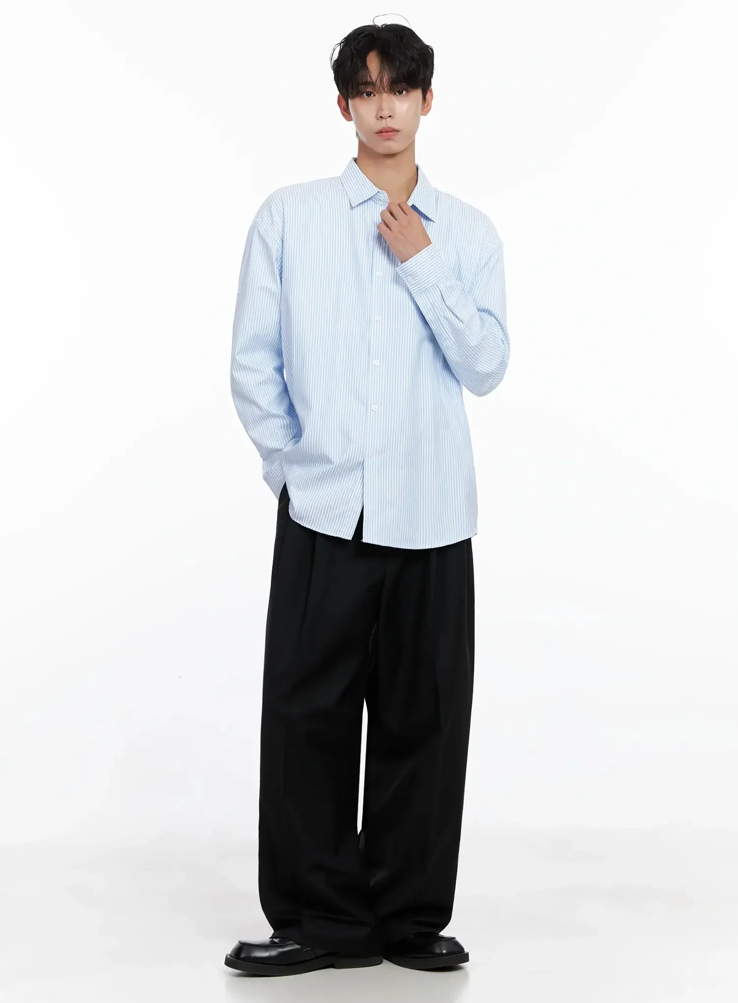 Men's Classic Striped Oxford Shirt IO516 - Image 13