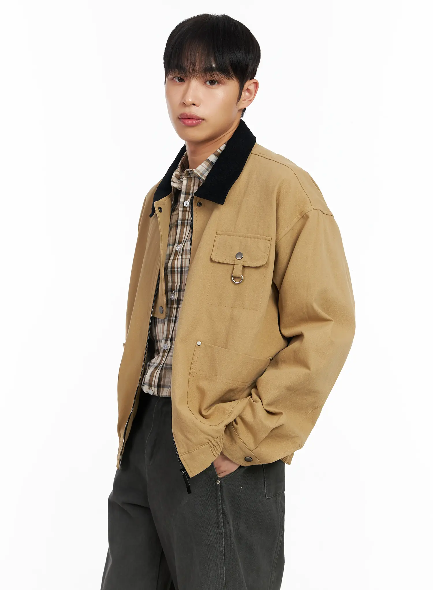Men's Collar Contrast Jacket IM516 - Image 7