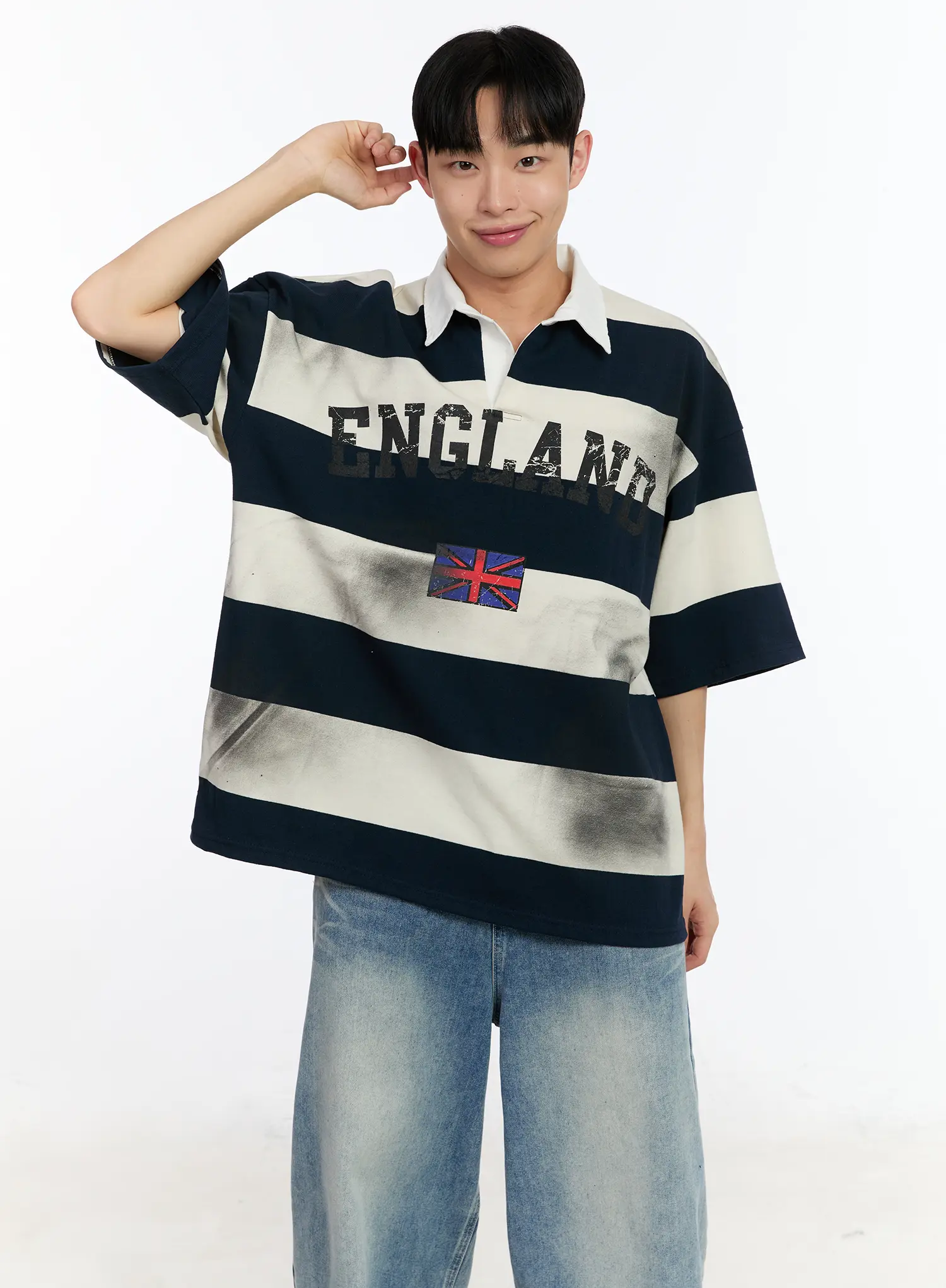 Men's Collared Graphic Short Sleeve Shirt IA507 - Image 2