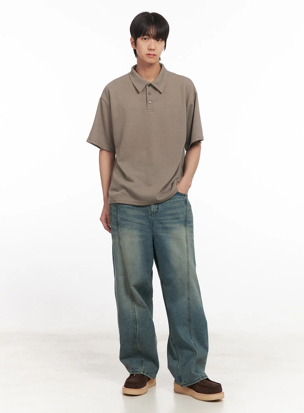 Men's Collared Knitted T-Shirt IA511 - Image 11