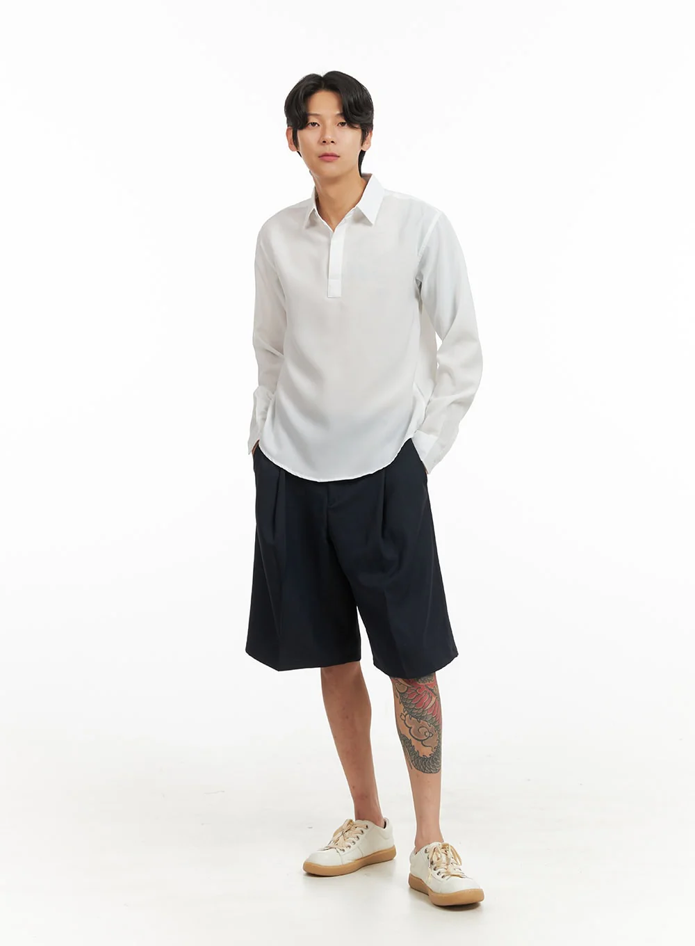 Men's Collared Long Sleeve Shirt IY416 - Image 2