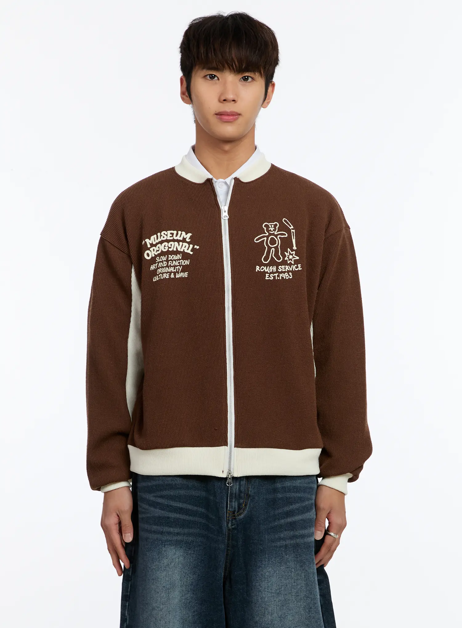 Men's Contrast Zip-Up Cardigan IM530 - Image 10