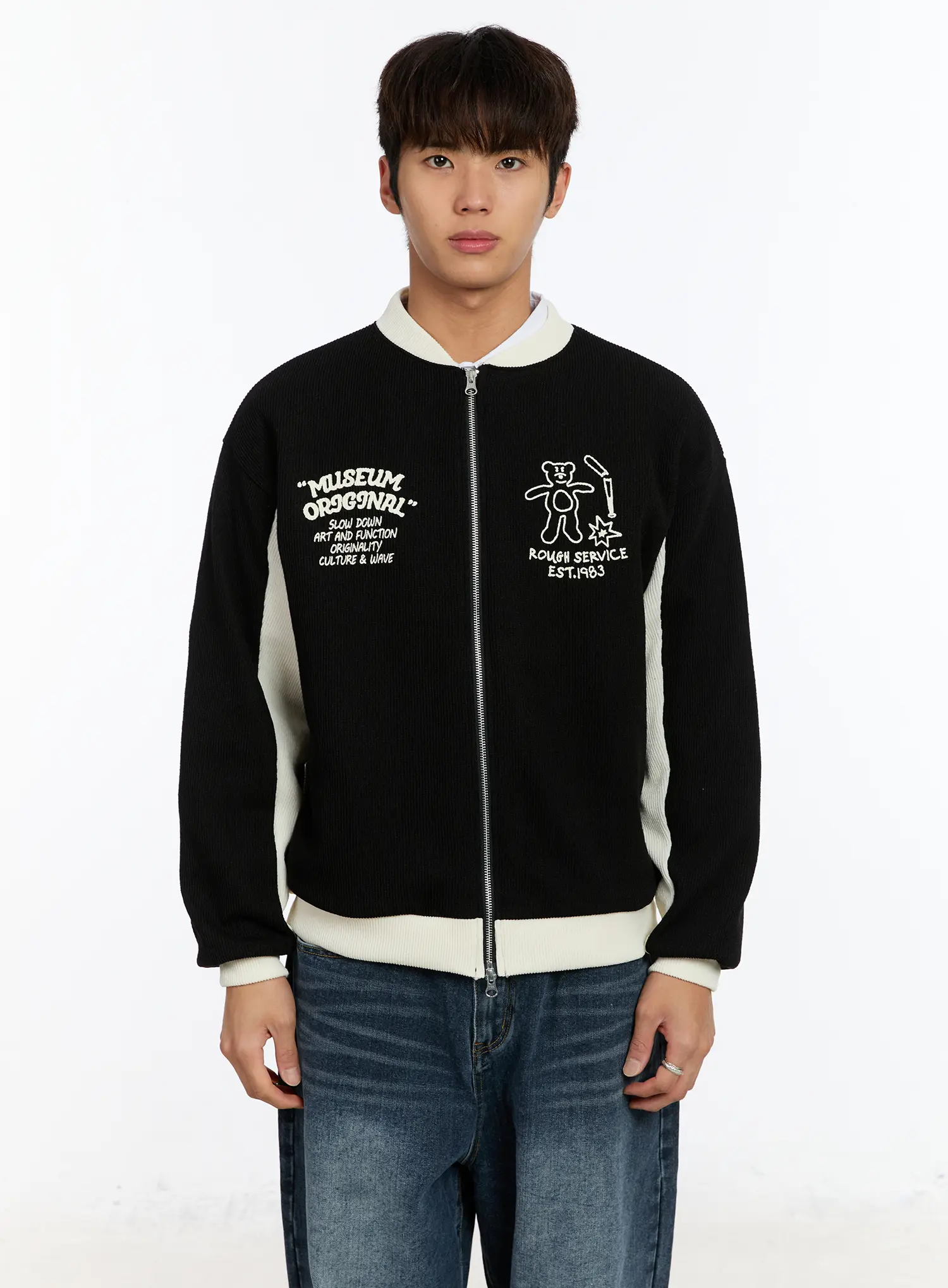 Men's Contrast Zip-Up Cardigan IM530 - Image 12