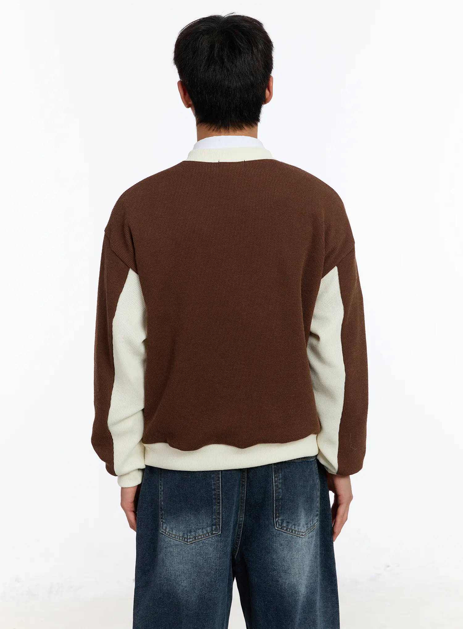 Men's Contrast Zip-Up Cardigan IM530 - Image 5