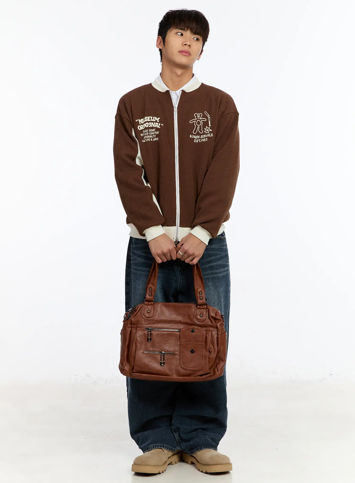 Men's Contrast Zip-Up Cardigan IM530 - Image 8