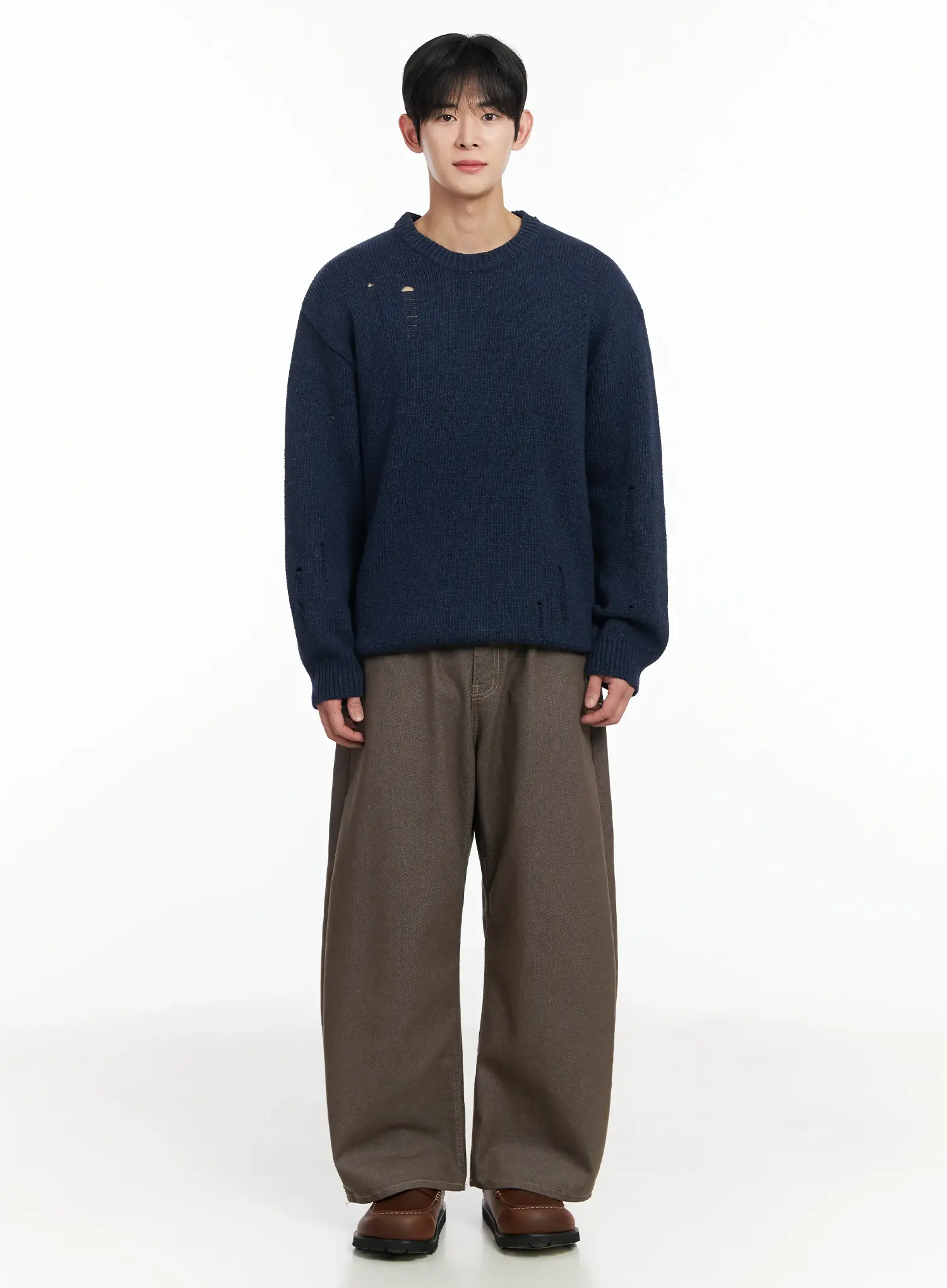 Men's Cotton Stitched Wide-Leg Pants IF516 - Image 3