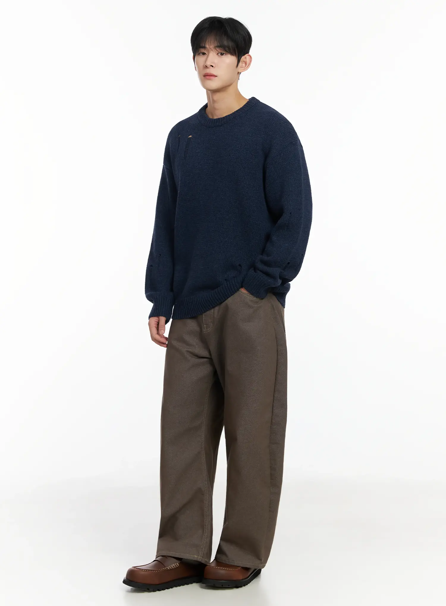 Men's Cotton Stitched Wide-Leg Pants IF516 - Image 7