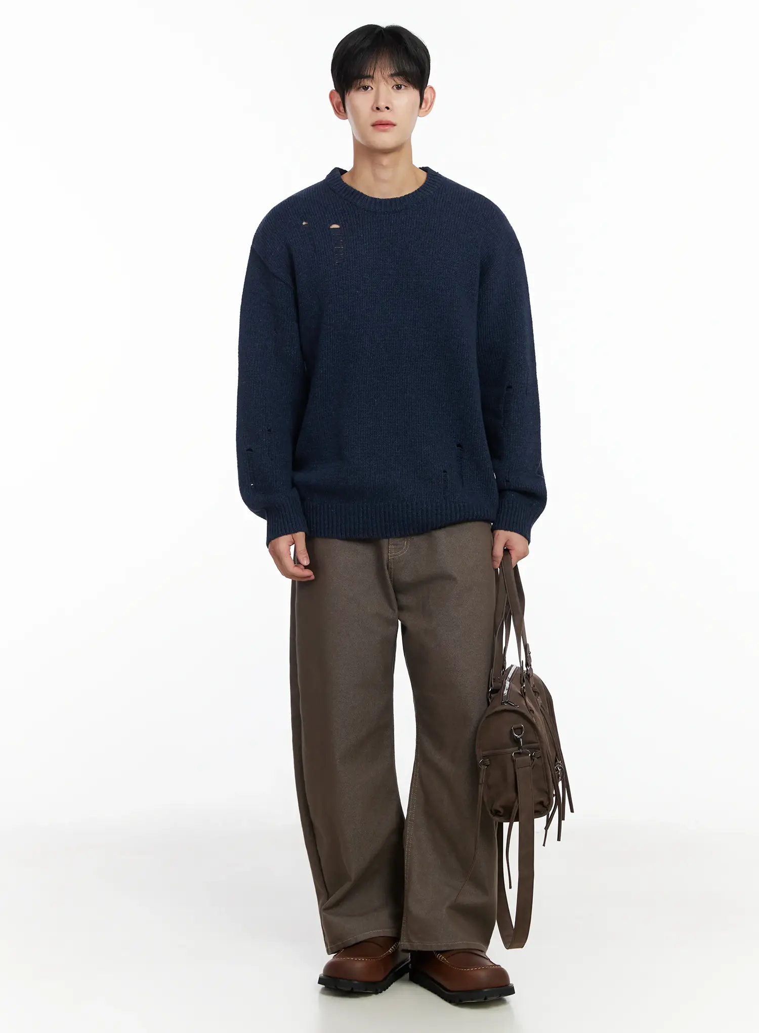 Men's Cotton Stitched Wide-Leg Pants IF516 - Image 8