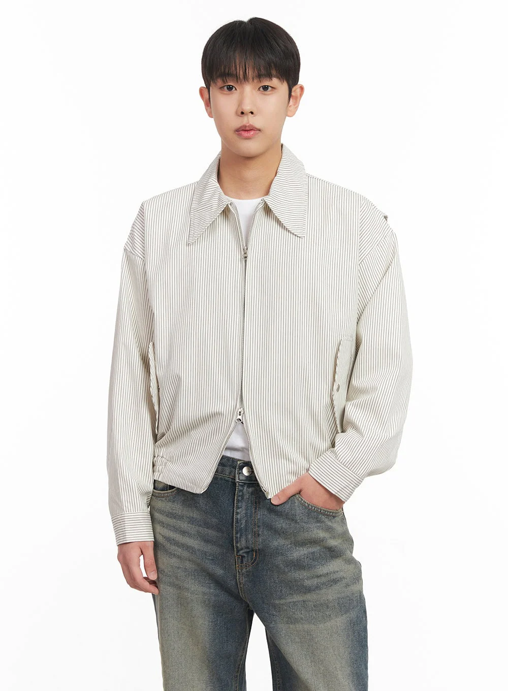 Men's Cotton Striped Zip-Up Jacket IM517