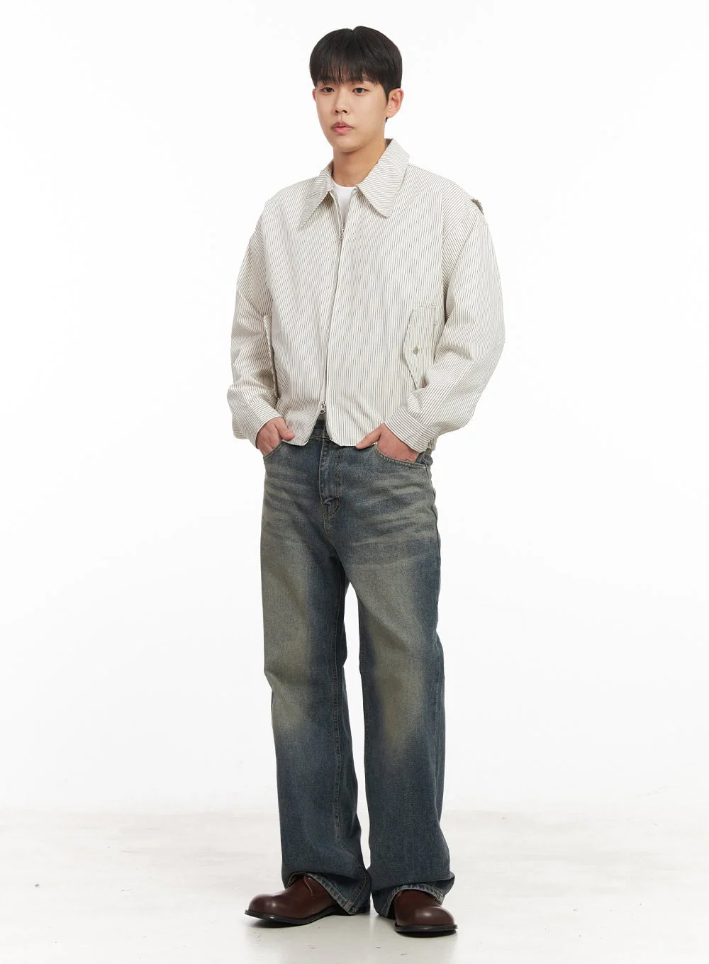 Men's Cotton Striped Zip-Up Jacket IM517 - Image 12